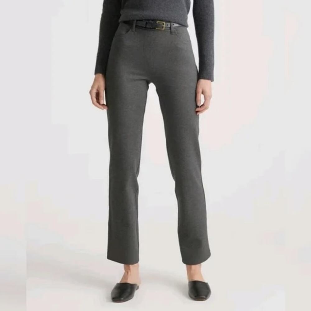 Quince Ultra Stretch Mid Rise Ponte Straight Leg Pants Gray Small